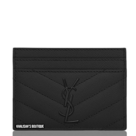 NWT CASSANDRE SAINT LAURENT MATELASSÉ CARD CASE IN GRAIN DE POUDRE EMBOSSED NWT